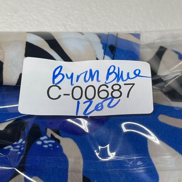 Byron Blue Swimdress Womens US 12 Blue Black Tropical Print Padded Slimming - Picture 9 of 9